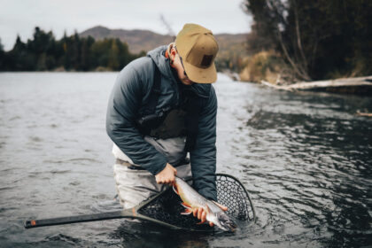 Fly fishing guide leading a scenic trip in Northern California.