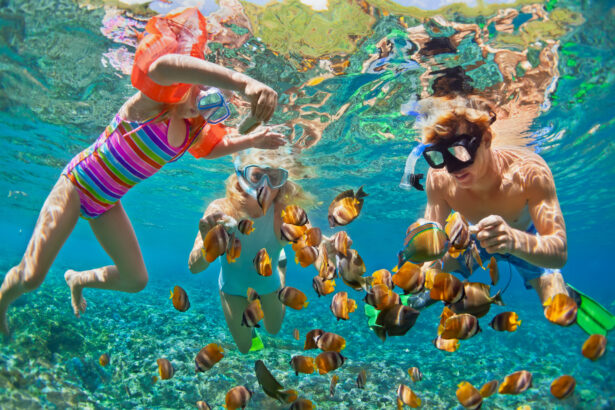 Family on a snorkel tour near Haleiwa, HI with Go Adventure Hawaii guides