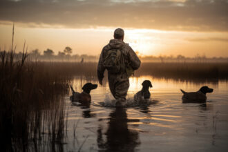 Texas duck hunting in Anahuac TX coastal marsh with redhead ducks